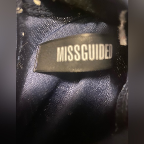 Navy Polkadot High Neck Western Dress - Picture 4 of 5